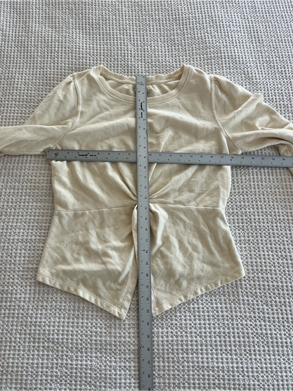 Pilcro Anthropologie Cream Twist-Front‎ Pullover sweatshirt - Picture 6 of 13